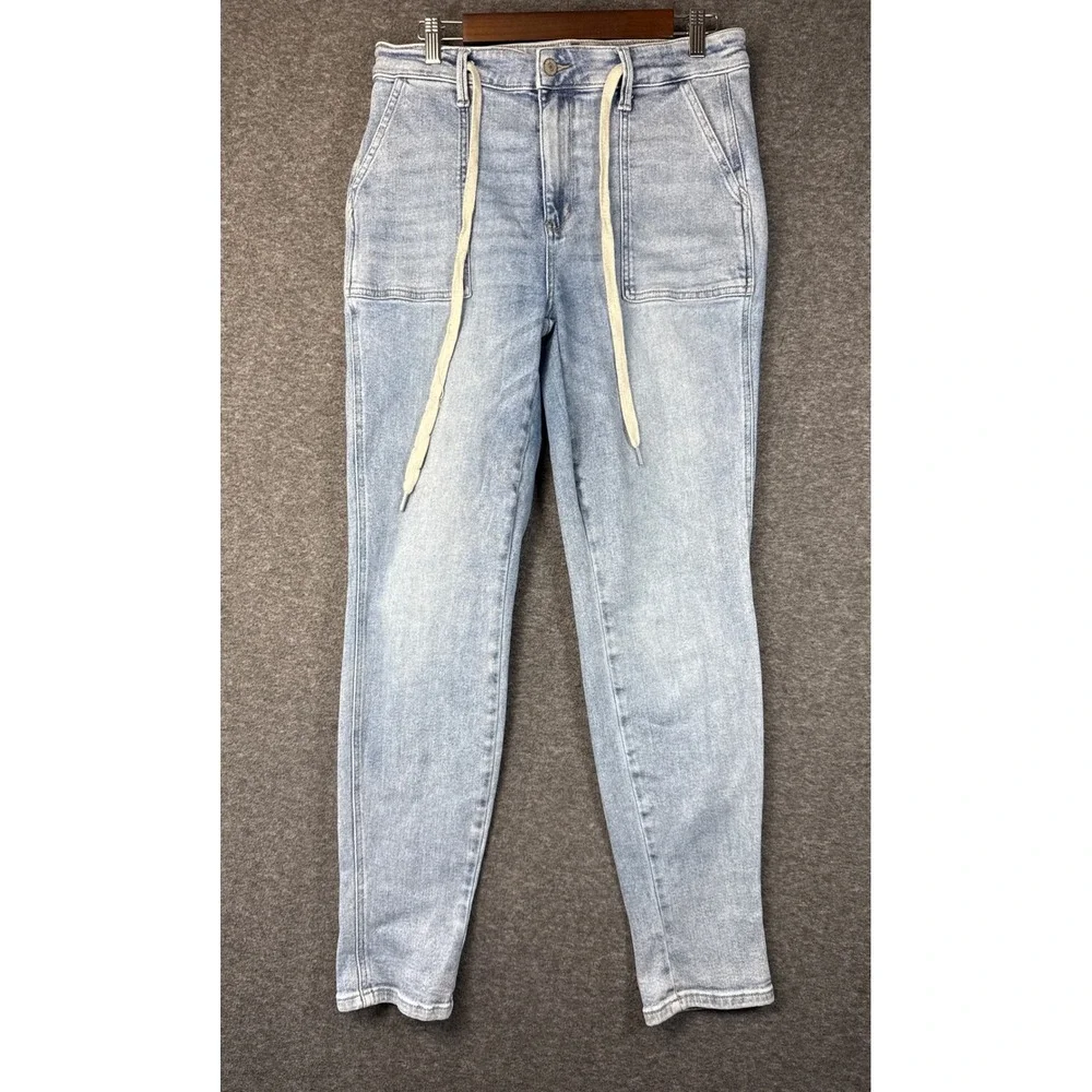Judy Blue High Waist Vintage Double Cuffed Jogger Jeans Light Wash Size 30 Denim - Picture 3 of 14